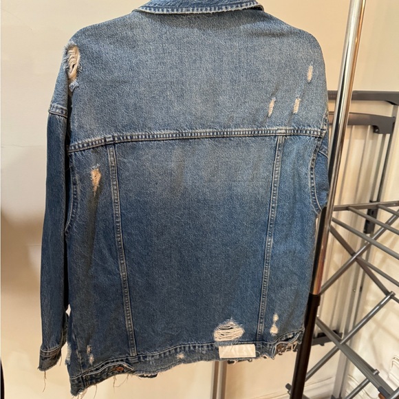 Zara Distressed Oversized Denim Jacket - Picture 4 of 4